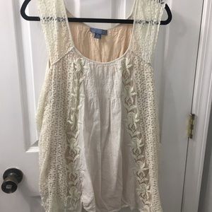 Anthro cream layered tunic tank